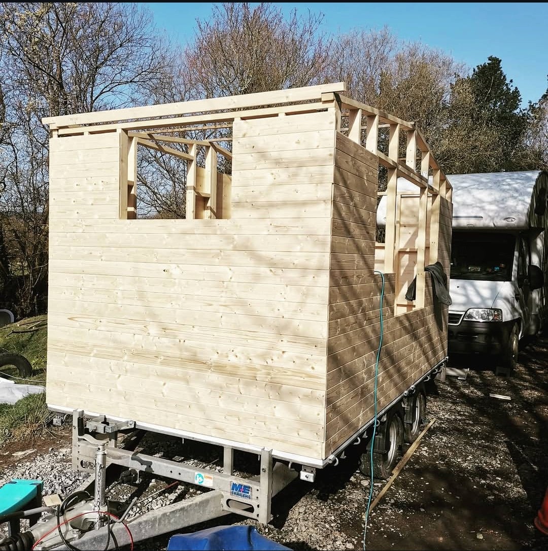 The catering trailer taking shape during construction